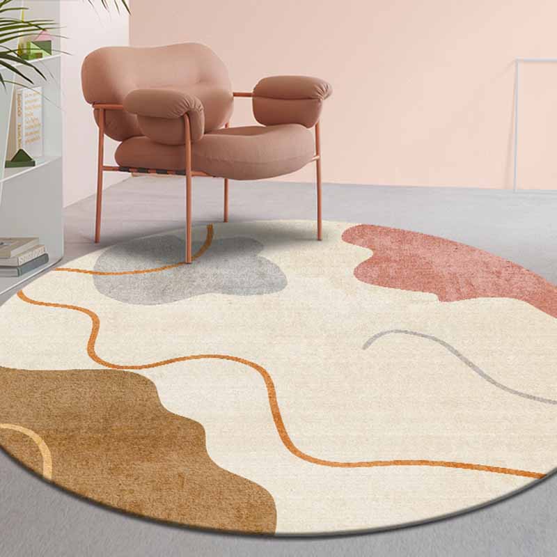 White Modern Area Carpet Line Pattern Polyester Area Rug Anti-Slip Washable Rug for Home Decor