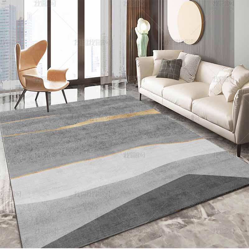 Grey Modern Rug Tie-Dye Pattern Polyester Area Carpet Stain Resistant Rug for Home Decor
