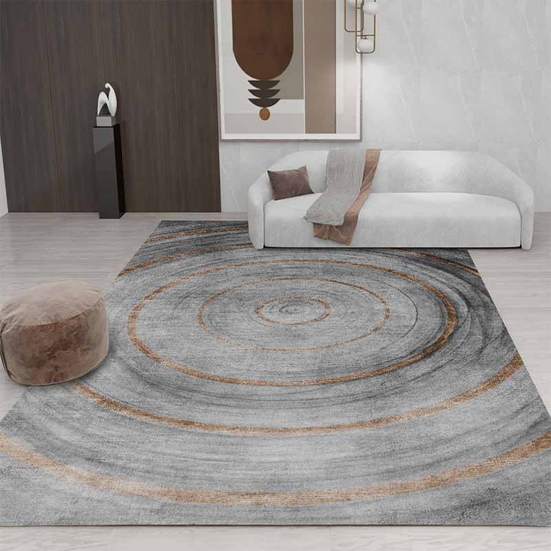 Grey Modern Rug Tie-Dye Pattern Polyester Area Carpet Stain Resistant Rug for Home Decor