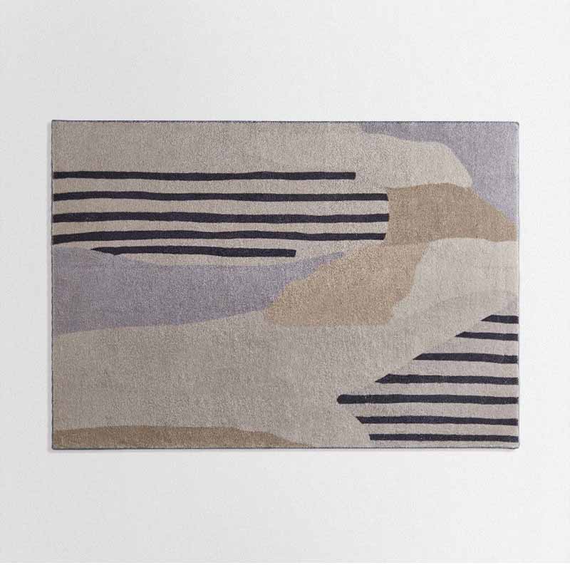 Minimalist Carpet Funky Stripe Print Indoor Rug Washable Polyester Non-Slip Carpet for Home Decor