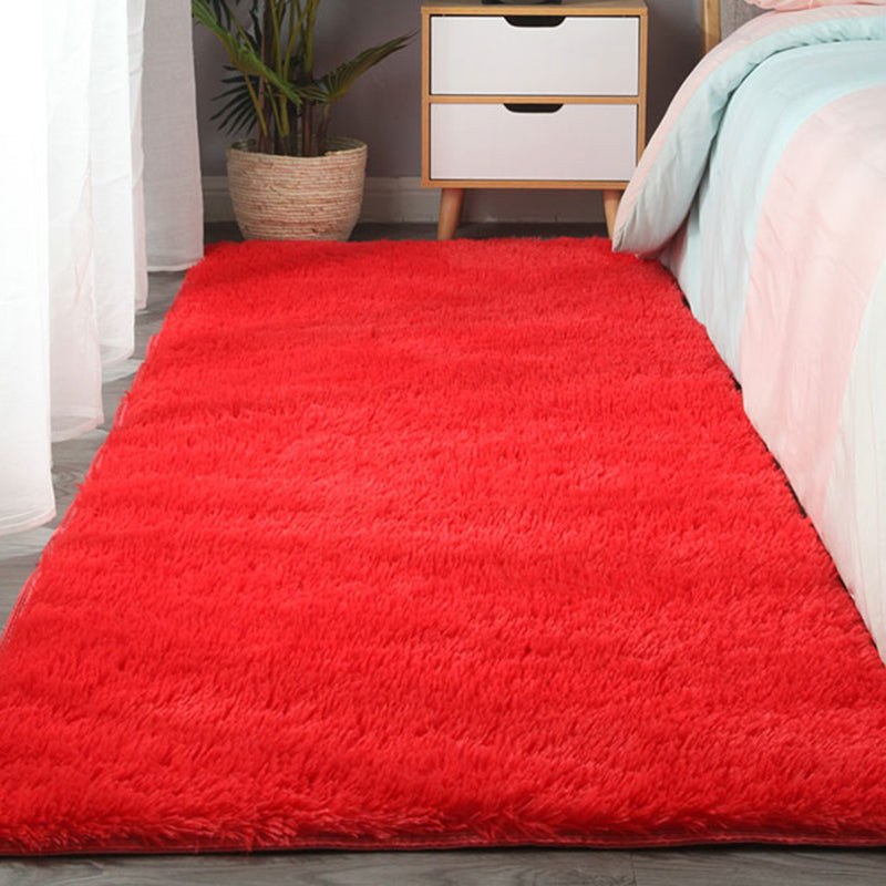 Modern Solid Shag Rug Polyester Area Rug Stain Resistant Indoor Carpet for Home Decoration