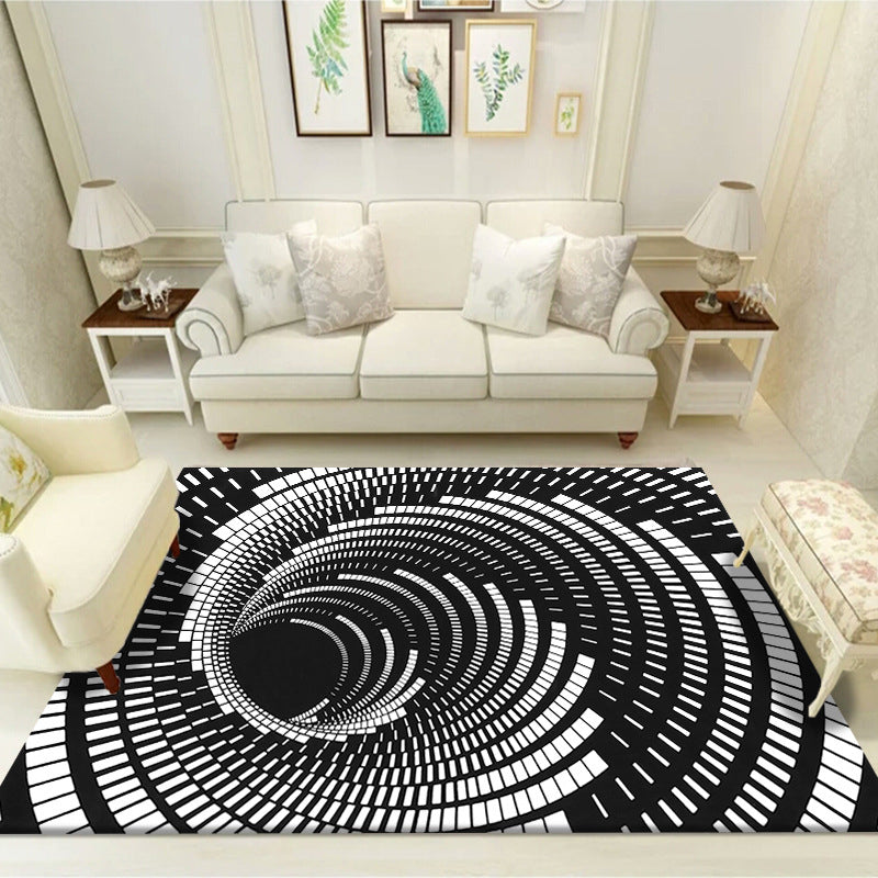 Novelty Area Carpet 3D Visual Deception Funky Polyester Rug Washable Stain Resistant Indoor Carpet