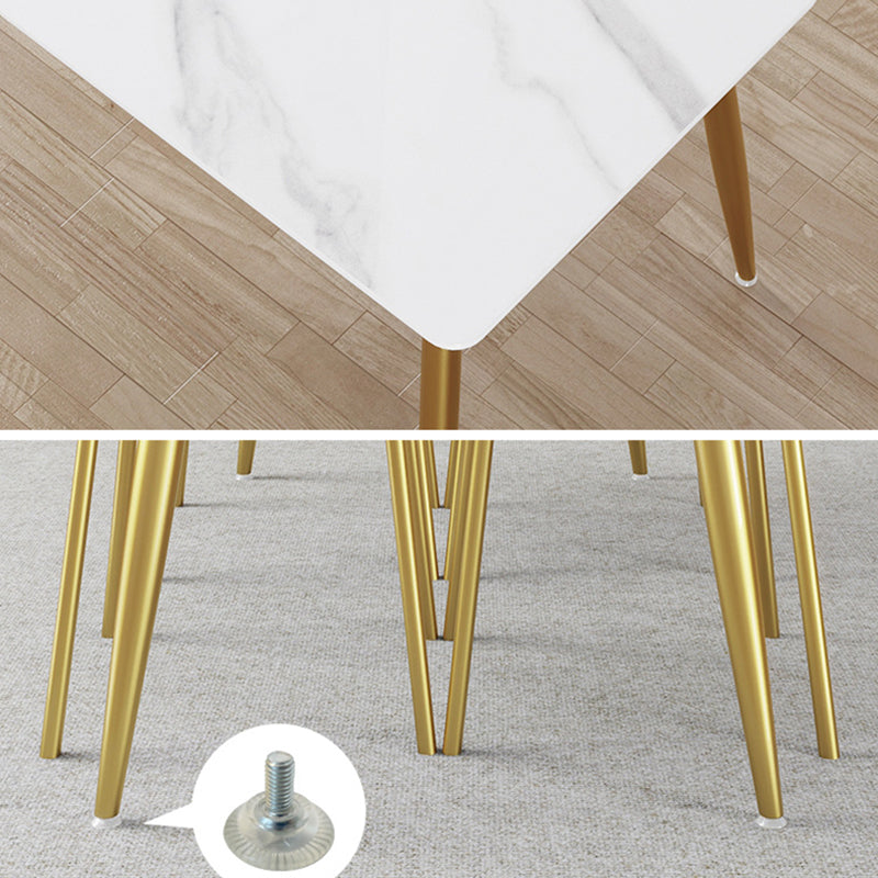 Modern Style White Rectangular Dining Set Kitchen Sintered Stone Dining Set with 4 Legs Table