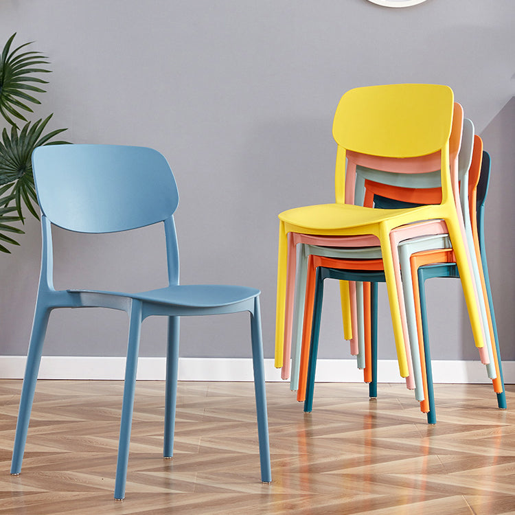 Contemporary Plastic Dining Chair Open Back Dining Side Chair for Kitchen