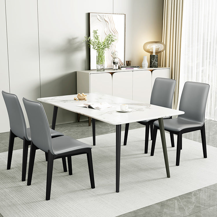 Chaise latérale en cuir de restaurant industriel, finition mate, chaise de salle à manger à dossier solide