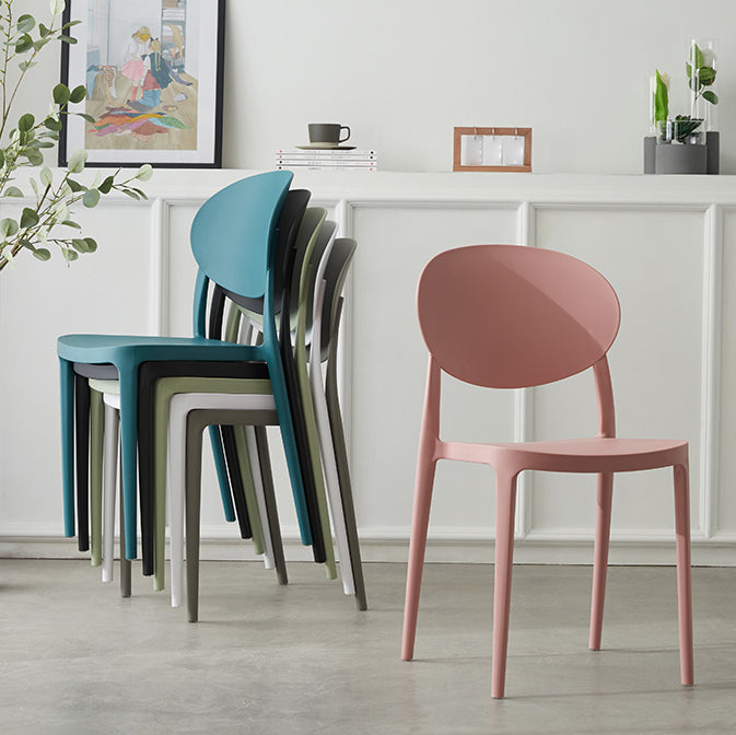 Plastic Open Back Side Chair Scandinavian Stackable Armless Dining Chairs