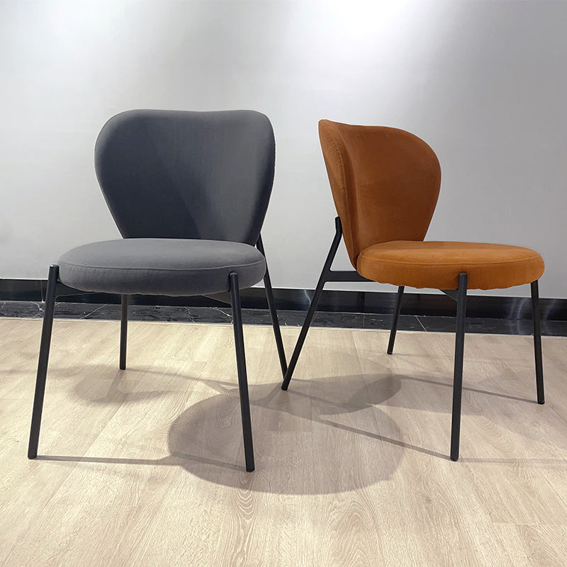 Scandinavian Style Dining Fabric Side Chair Solid Back Armless Chair for Home Use