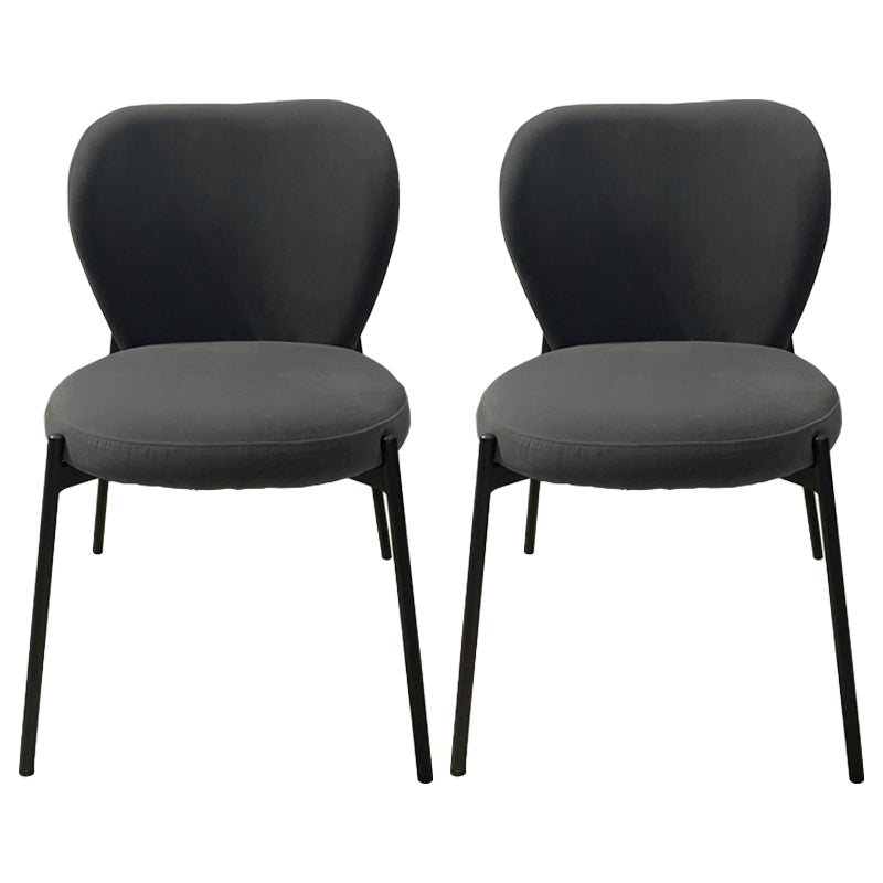 Scandinavian Style Dining Fabric Side Chair Solid Back Armless Chair for Home Use