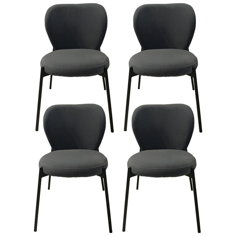Scandinavian Style Dining Fabric Side Chair Solid Back Armless Chair for Home Use