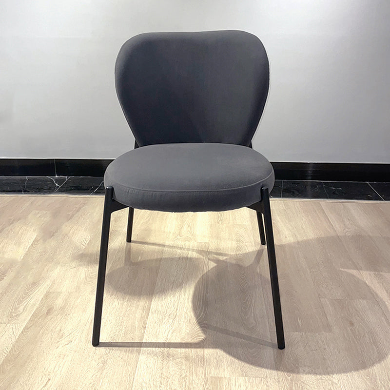 Scandinavian Style Dining Fabric Side Chair Solid Back Armless Chair for Home Use