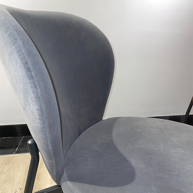 Scandinavian Style Dining Fabric Side Chair Solid Back Armless Chair for Home Use