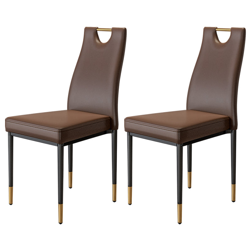 Scandinavian Style Upholstered Armless Dining Chairs Solid Back Side Chair for Home