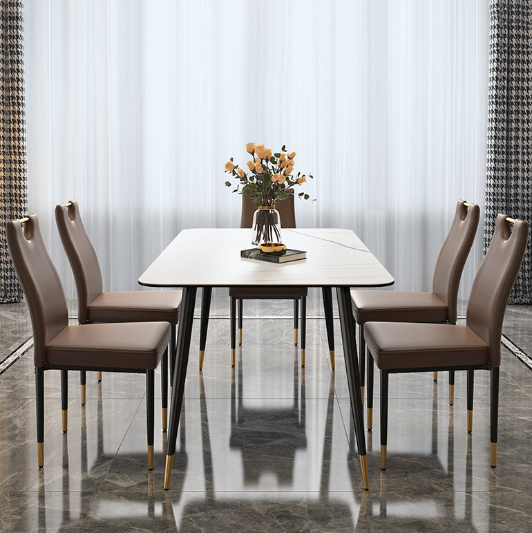 Scandinavian Style Upholstered Armless Dining Chairs Solid Back Side Chair for Home