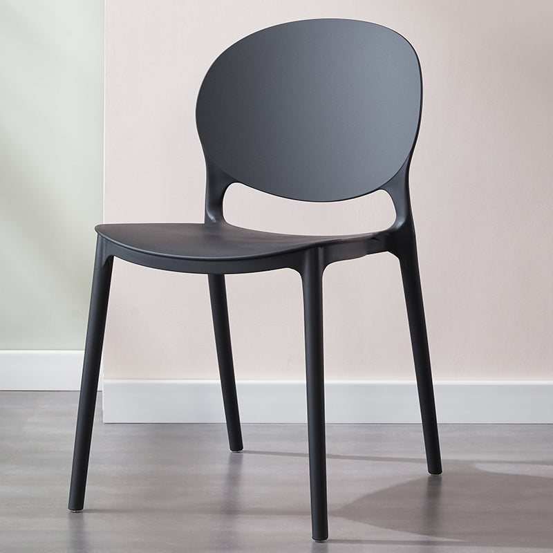 Scandinavian Armless Dining Chairs Stackable Plastic Open Back Side Chair