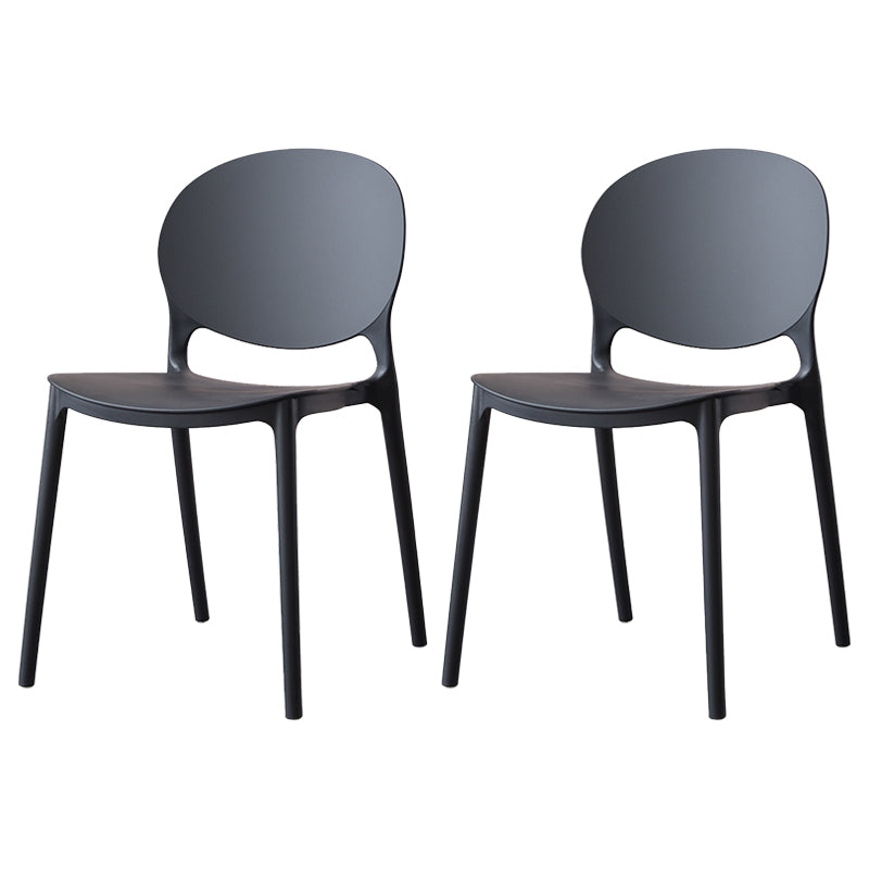 Scandinavian Armless Dining Chairs Stackable Plastic Open Back Side Chair
