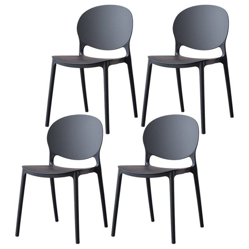 Scandinavian Armless Dining Chairs Stackable Plastic Open Back Side Chair