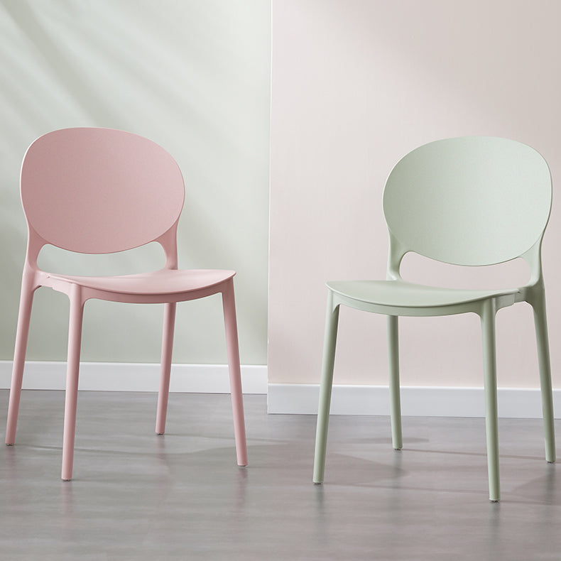 Scandinavian Armless Dining Chairs Stackable Plastic Open Back Side Chair