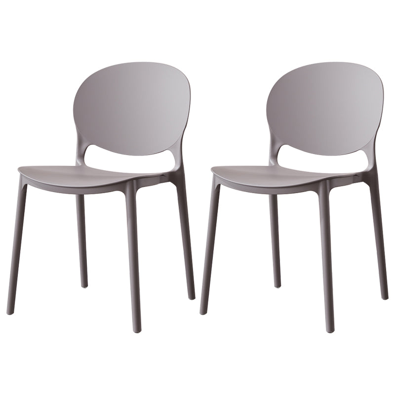 Scandinavian Armless Dining Chairs Stackable Plastic Open Back Side Chair