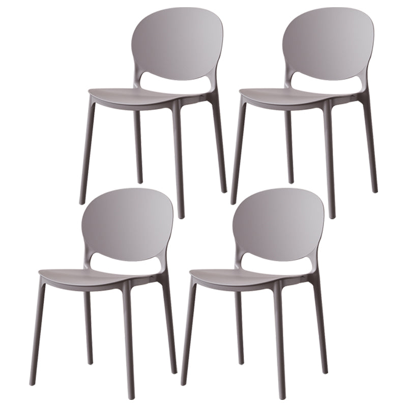 Scandinavian Armless Dining Chairs Stackable Plastic Open Back Side Chair