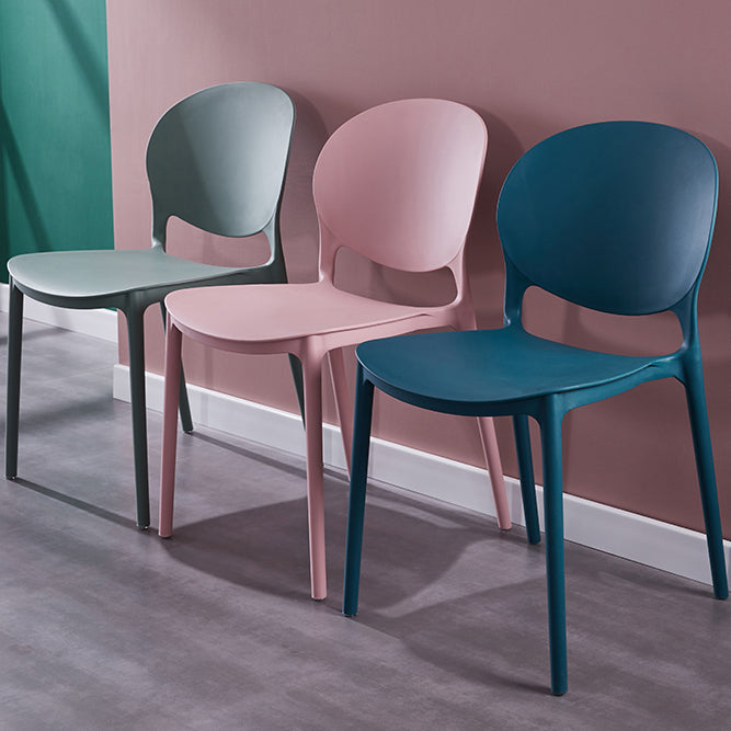 Scandinavian Armless Dining Chairs Stackable Plastic Open Back Side Chair