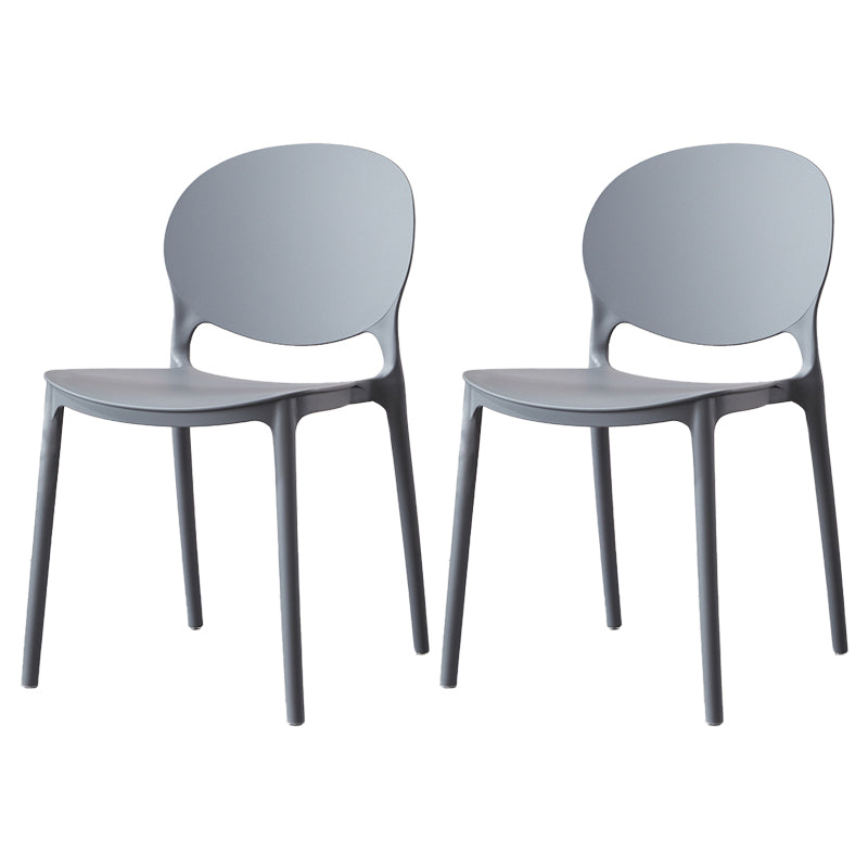 Scandinavian Armless Dining Chairs Stackable Plastic Open Back Side Chair