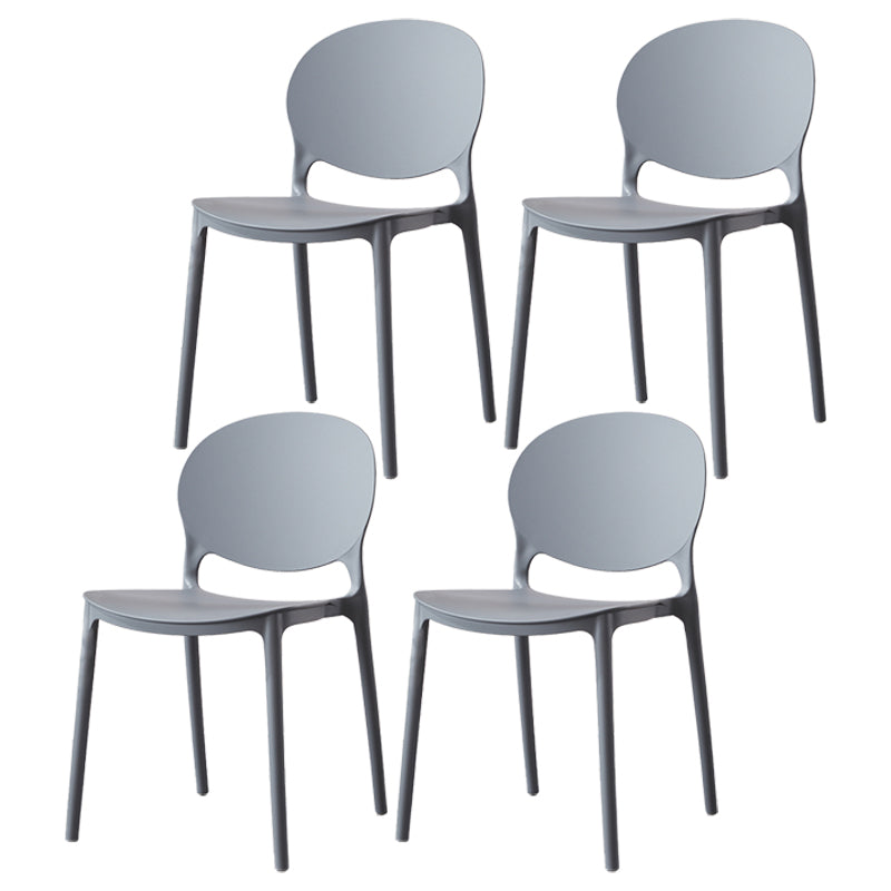 Scandinavian Armless Dining Chairs Stackable Plastic Open Back Side Chair