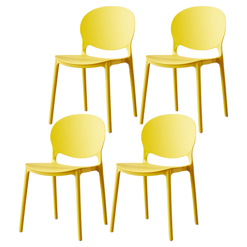 Scandinavian Armless Dining Chairs Stackable Plastic Open Back Side Chair