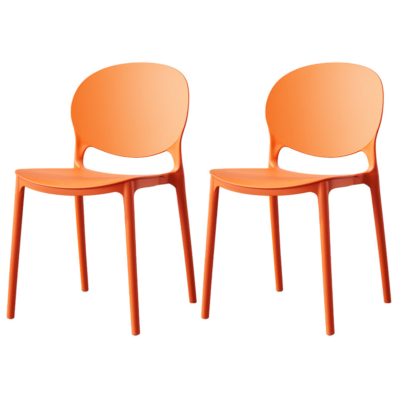 Scandinavian Armless Dining Chairs Stackable Plastic Open Back Side Chair