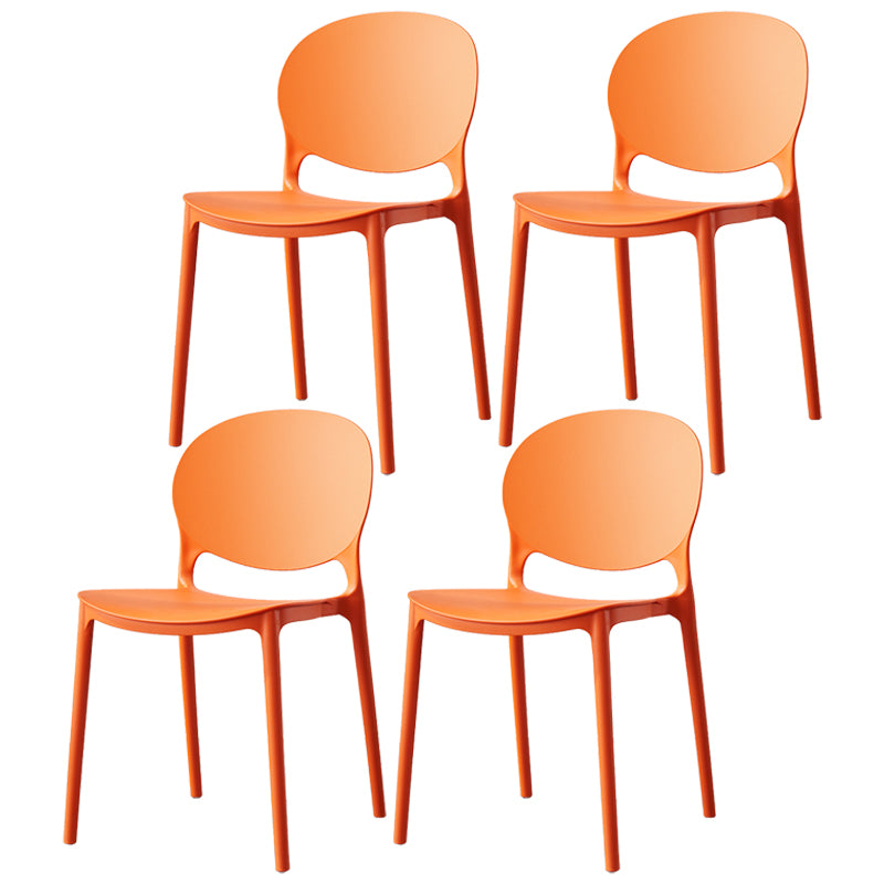 Scandinavian Armless Dining Chairs Stackable Plastic Open Back Side Chair