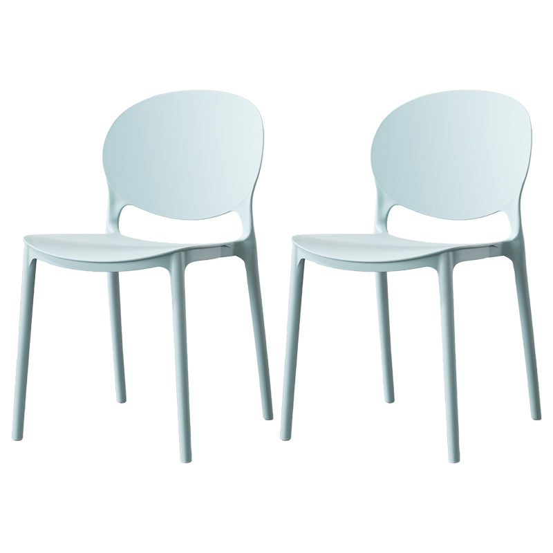 Scandinavian Armless Dining Chairs Stackable Plastic Open Back Side Chair