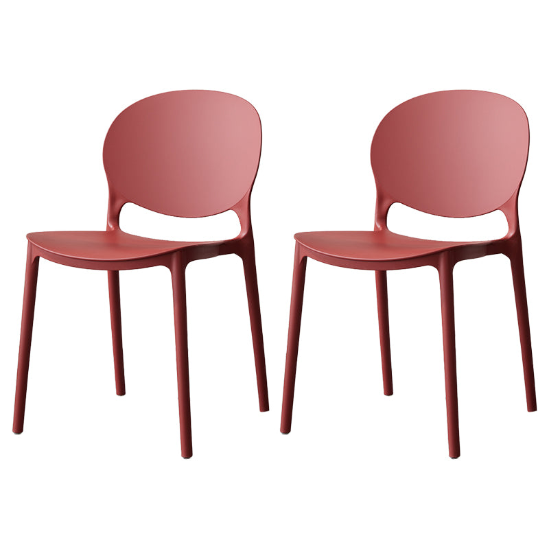 Scandinavian Armless Dining Chairs Stackable Plastic Open Back Side Chair