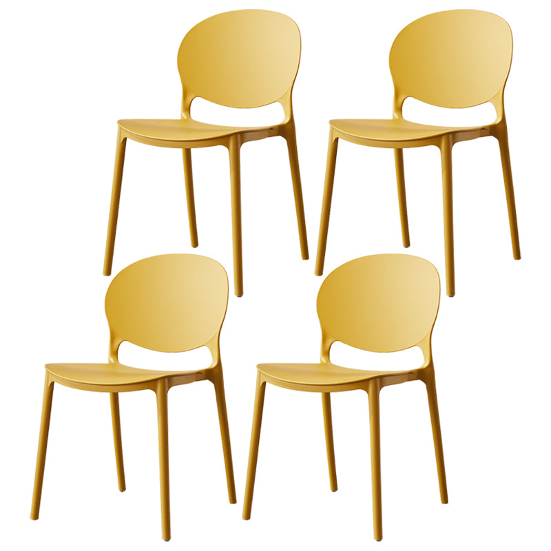 Scandinavian Armless Dining Chairs Stackable Plastic Open Back Side Chair