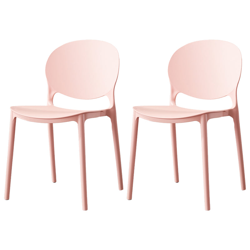 Scandinavian Armless Dining Chairs Stackable Plastic Open Back Side Chair
