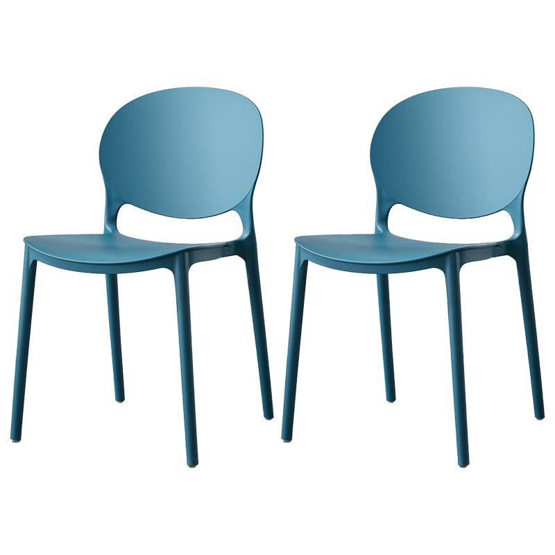Scandinavian Armless Dining Chairs Stackable Plastic Open Back Side Chair
