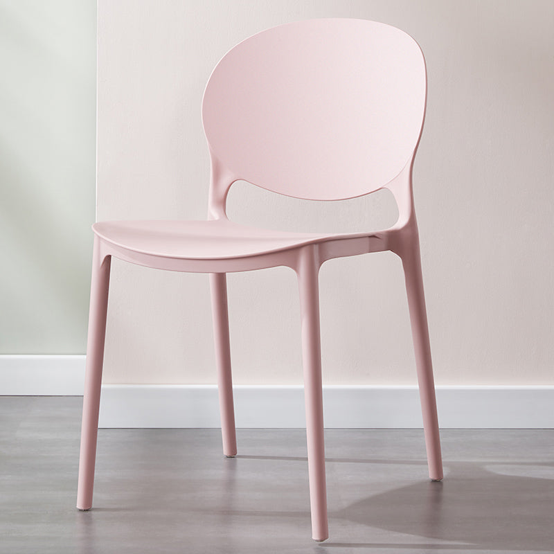 Scandinavian Armless Dining Chairs Stackable Plastic Open Back Side Chair
