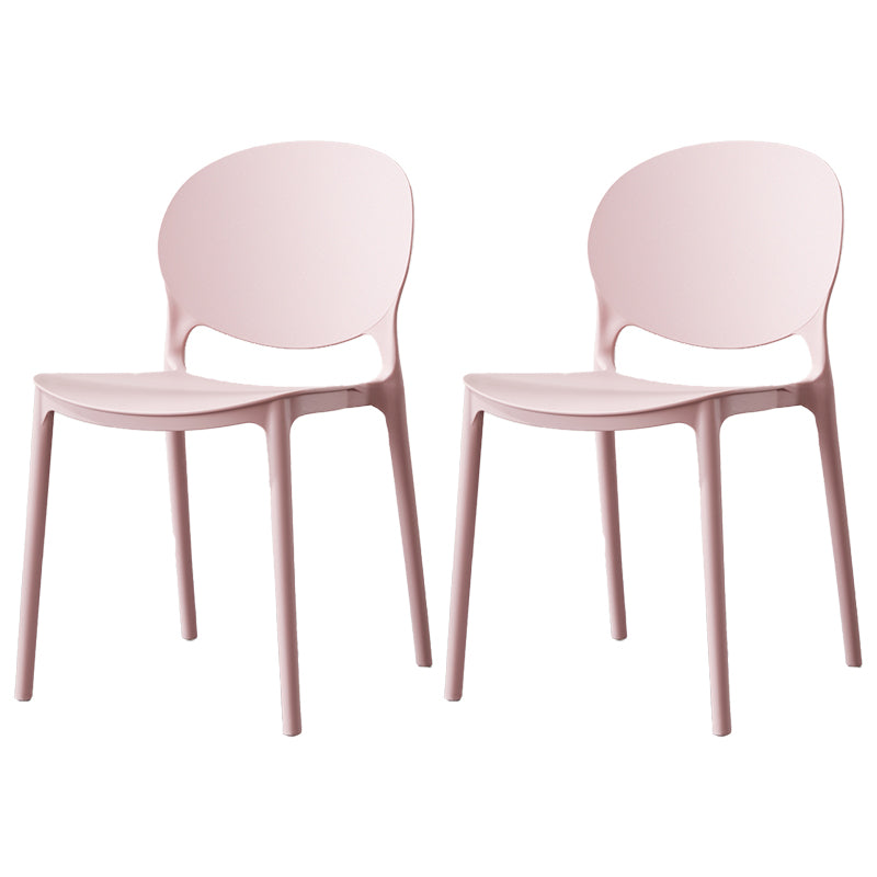 Scandinavian Armless Dining Chairs Stackable Plastic Open Back Side Chair