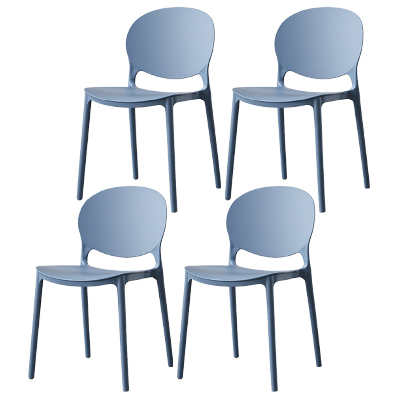 Scandinavian Armless Dining Chairs Stackable Plastic Open Back Side Chair