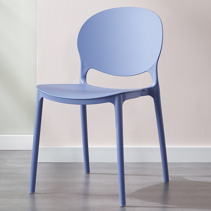 Scandinavian Armless Dining Chairs Stackable Plastic Open Back Side Chair