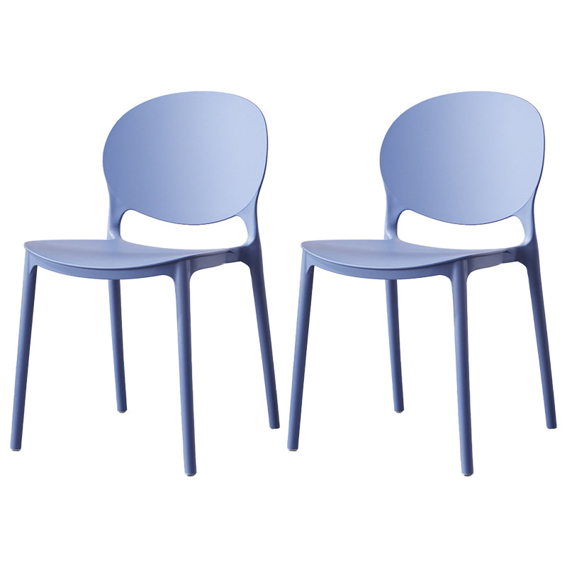 Scandinavian Armless Dining Chairs Stackable Plastic Open Back Side Chair