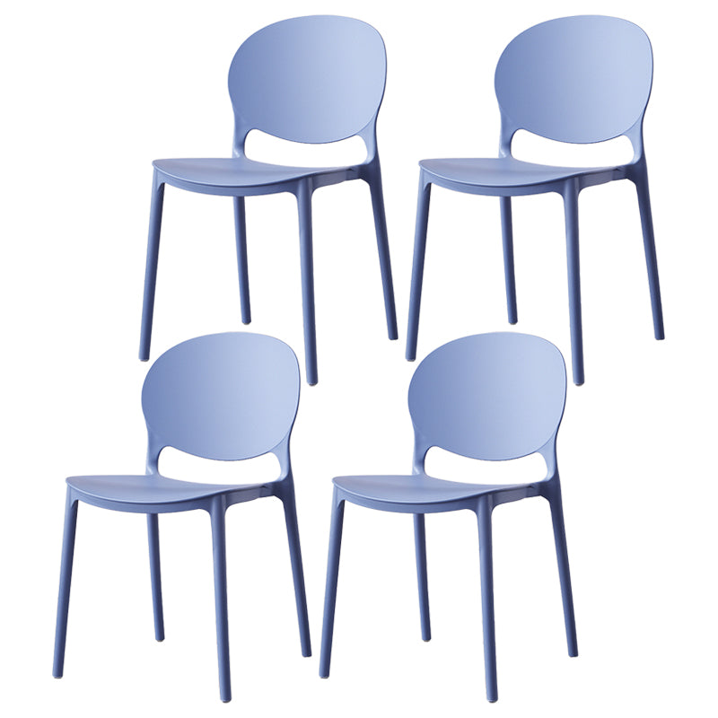 Scandinavian Armless Dining Chairs Stackable Plastic Open Back Side Chair