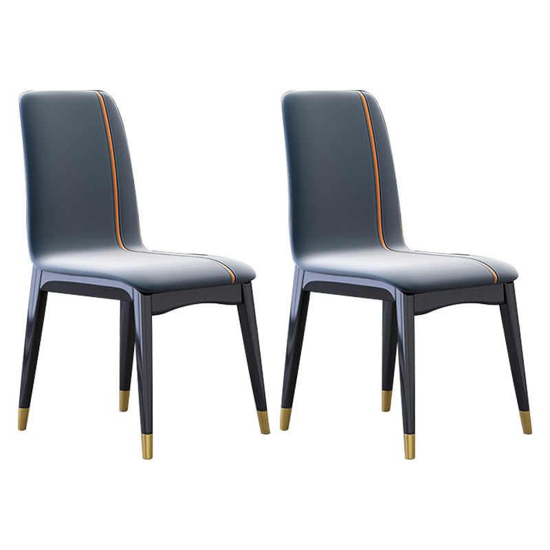 Industrial Rubberwood Solid Back Chair Matte Finish Upholstered Dining Chair with Black Legs