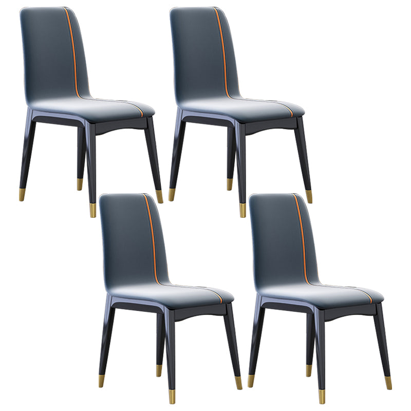 Industrial Rubberwood Solid Back Chair Matte Finish Upholstered Dining Chair with Black Legs