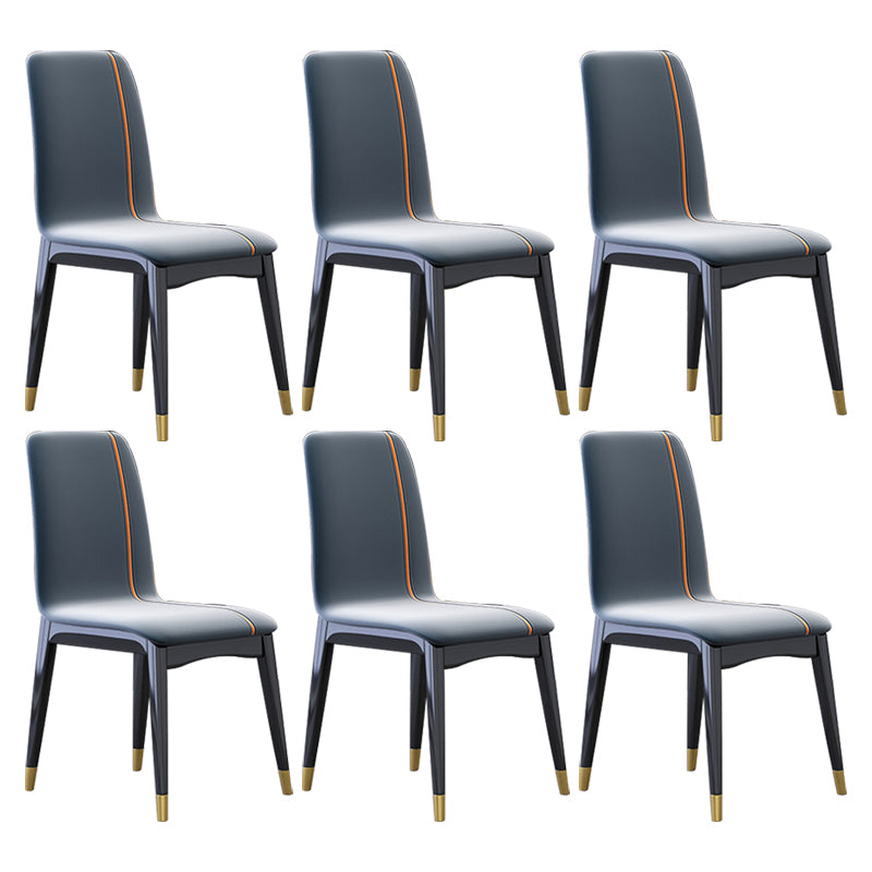 Industrial Rubberwood Solid Back Chair Matte Finish Upholstered Dining Chair with Black Legs