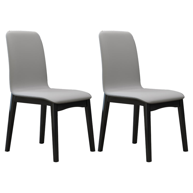 Industrial Rubberwood Solid Back Chair Matte Finish Upholstered Dining Chair with Black Legs
