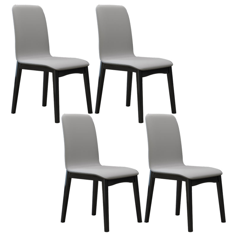 Industrial Rubberwood Solid Back Chair Matte Finish Upholstered Dining Chair with Black Legs
