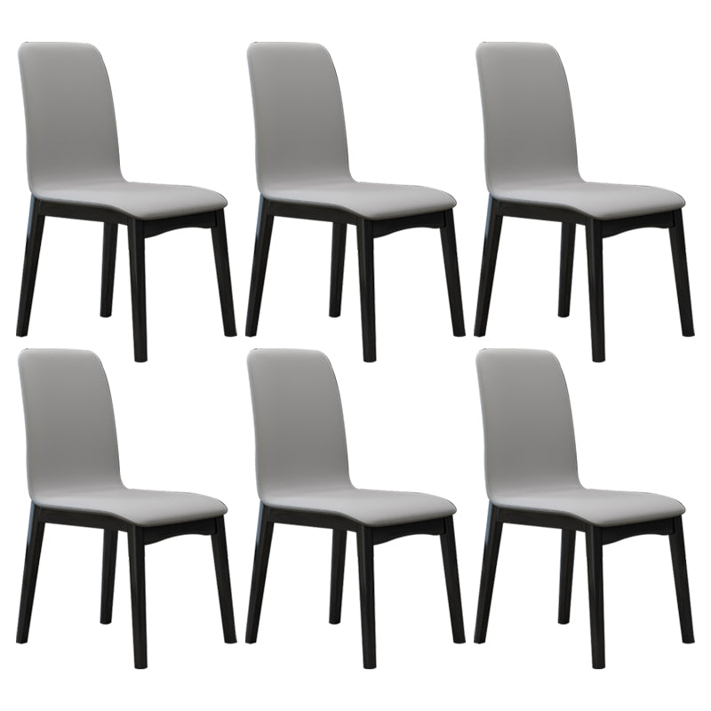 Industrial Rubberwood Solid Back Chair Matte Finish Upholstered Dining Chair with Black Legs