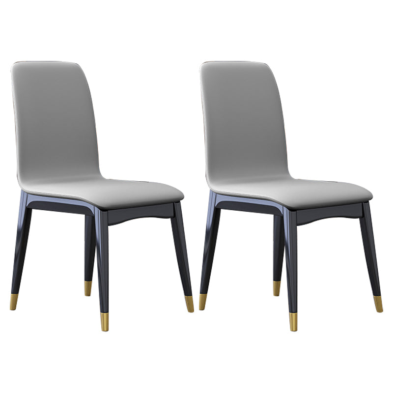 Industrial Rubberwood Solid Back Chair Matte Finish Upholstered Dining Chair with Black Legs