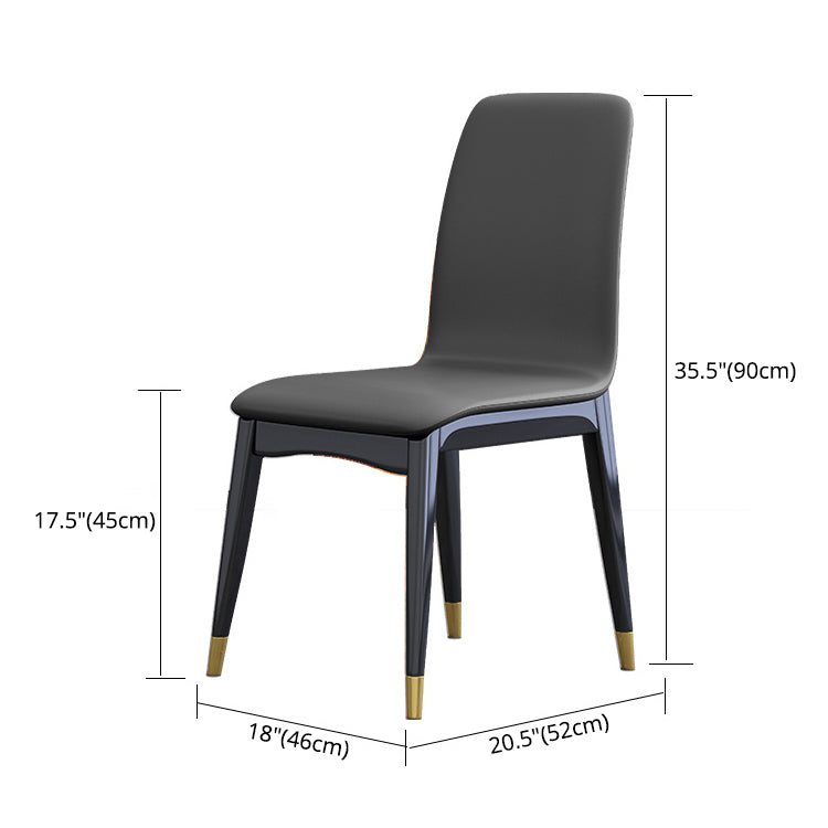 Industrial Rubberwood Solid Back Chair Matte Finish Upholstered Dining Chair with Black Legs