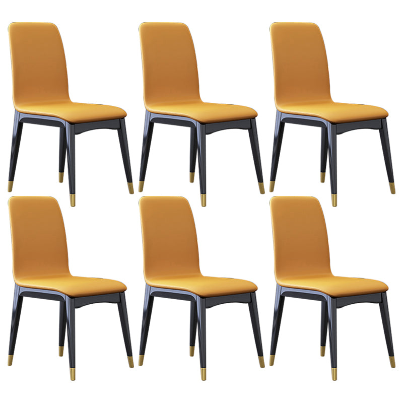 Industrial Rubberwood Solid Back Chair Matte Finish Upholstered Dining Chair with Black Legs