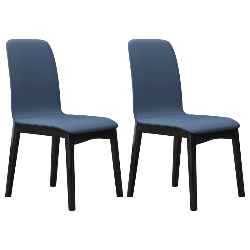 Industrial Rubberwood Solid Back Chair Matte Finish Upholstered Dining Chair with Black Legs